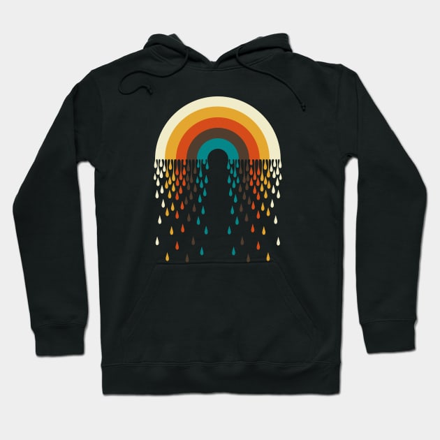 Retro Rainbow Raindrops Hoodie by Episodic Drawing